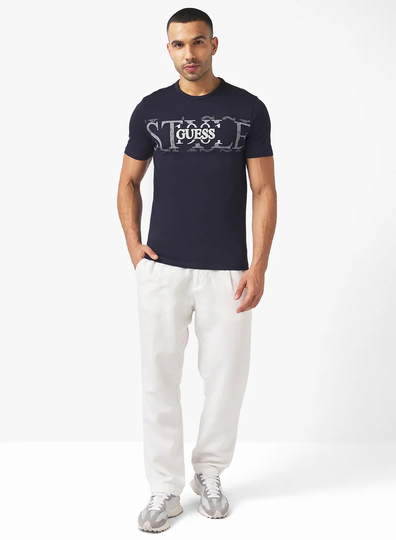 GUESS Short Sleeve Crew Neck  Gueshort Sleeve Chest Box T-Shirt