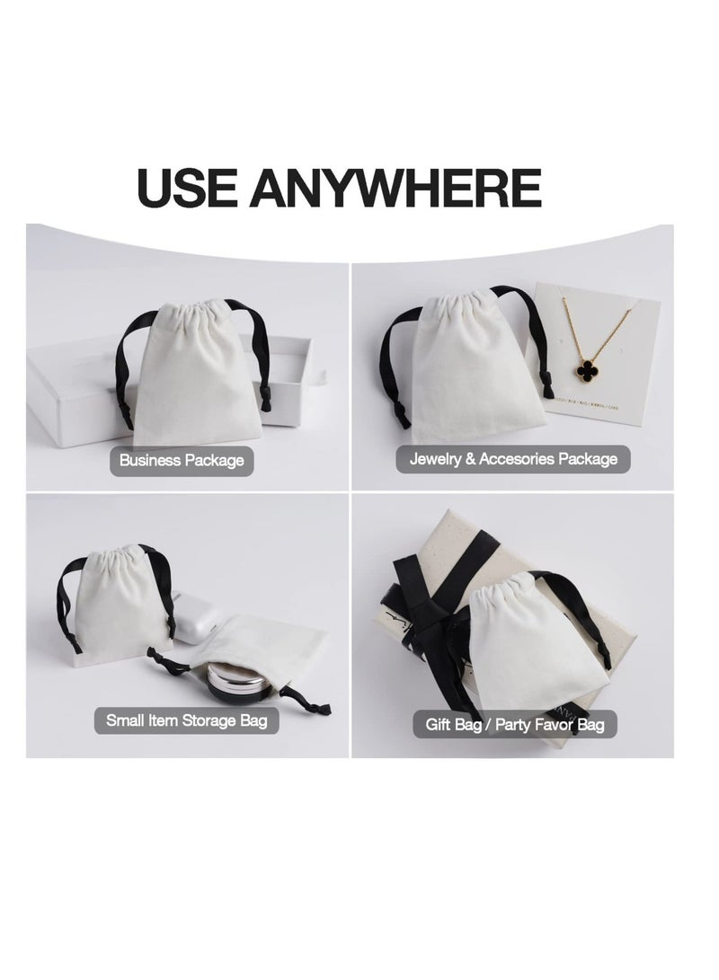 Excefore أكياس قطنية قابلة لإعادة الاستخدام، عبوة من 20 كيسًا من الشاش القطني، مناسبة لتخزين مستلزمات المنزل في حفلات الزفاف (أبيض، 4 × 3.15 بوصة) - Image 2