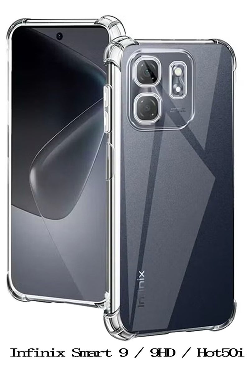 Case for Infinix Smart 9 / 9HD / Hot50i Clear TPU Four Corners Military-Grade Protection Cover Transparent Soft