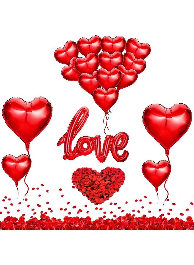 Red Love Heart Balloons Set Valentine's Day Confession Balloons Set - Image 1