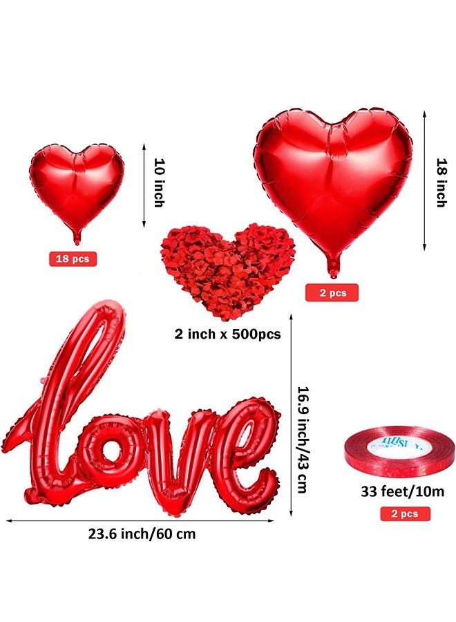 Red Love Heart Balloons Set Valentine's Day Confession Balloons Set - Image 2