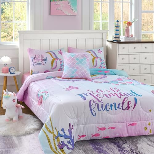 Cokouchyi Full Size Comforter Set for Girls, 6-Piece Bed in a Bag, 3D Colorful Mermaid Bedding Comforter Sheet Set, Ultra Soft and Fluffy, Mermaid - Image 2