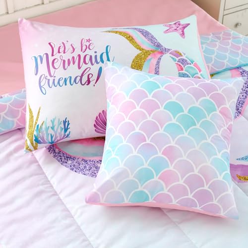 Cokouchyi Full Size Comforter Set for Girls, 6-Piece Bed in a Bag, 3D Colorful Mermaid Bedding Comforter Sheet Set, Ultra Soft and Fluffy, Mermaid - Image 5