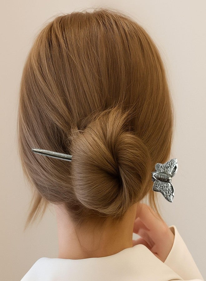 Luxelocks Set of 6 pcs Decorative Hair Sticks Set, Vintage Silver Metal Design, Bun Holder Hair Pins for Women - Image 2