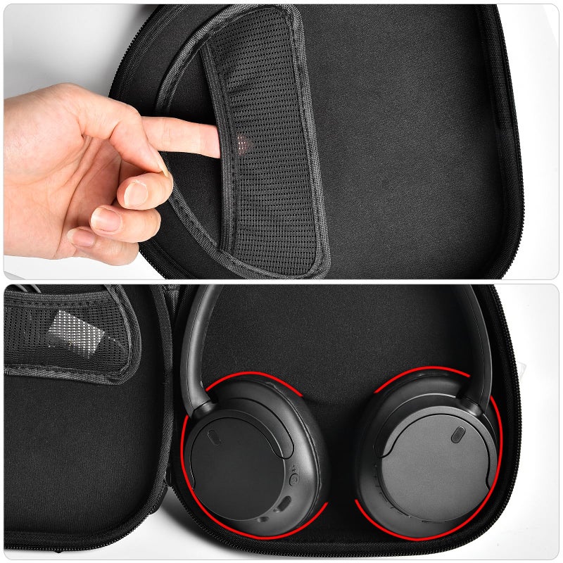 PAIYULE حافظة سماعات الرأس لسوني WH-CH720N WH-CH520 WH-1000XM4 لسوندكور Q20i Q20 Q30 لجهاز JBL Tune 720BT 510BT سماعات إلغاء الضوضاء، حقيبة سفر لاسلكية (صندوق فقط)(أسود) - Image 3