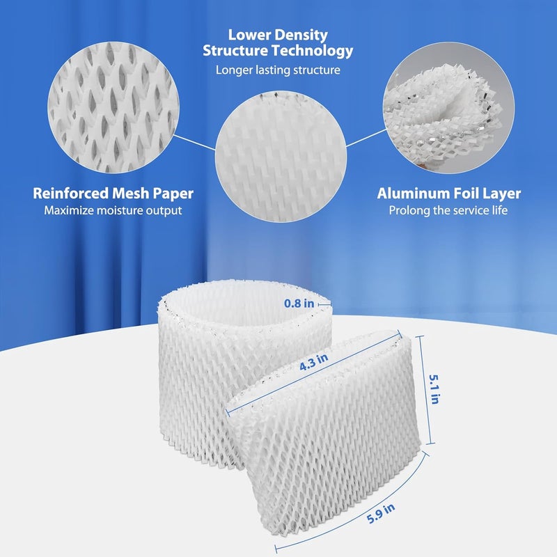 Extolife 3 Pack WF2 Humidifier Filters for Vicks Humidifier V3100 V3500 V3600 V3700 V3800 V3850 V3900, for Kaz 3020, for Honeywell HCM-350 HCM-630 HCM-300T, for Sunbeam 1118 1119, ECM-250i, ECM-500 - Image 4