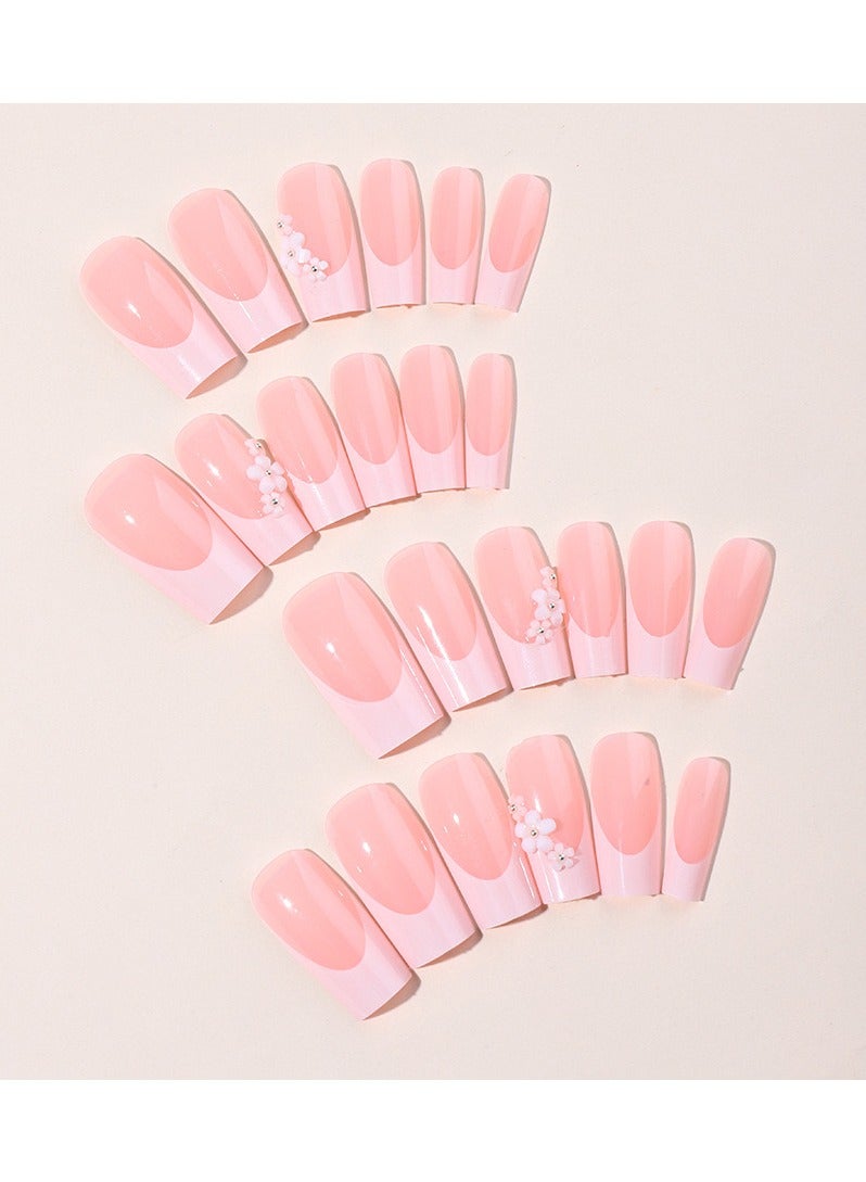 جوسكوين أظافر ضغط 24 قطعة، أظافر ضغط طويلة على شكل لوز بأسلوب أوروبي وأمريكي مزينة بالزهور، تتميز بتصميم متدرج وردي جميل. هذه المجموعة تعرض الفردية والسحر بشكل مثالي، مما يجعلها خيارًا عصريًا مناسبًا لمناسبات متنوعة! أظافر أكريليك مزيفة مع مجموعة لاصق. - Image 3