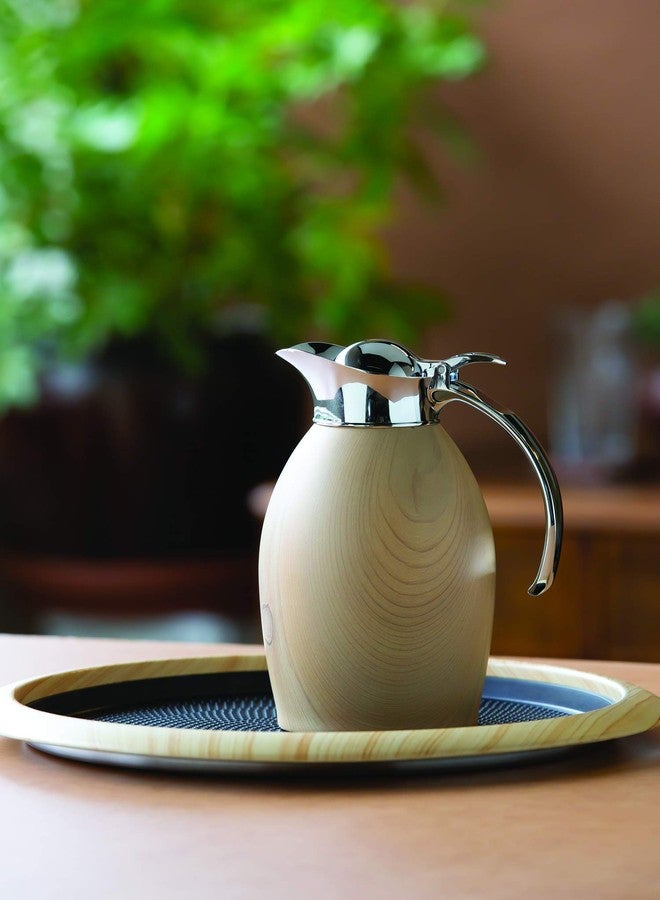 Service Ideas TR1412RILW Tray with Removable Insert, 12" Round, Stainless Steel, Light Wood - Image 2