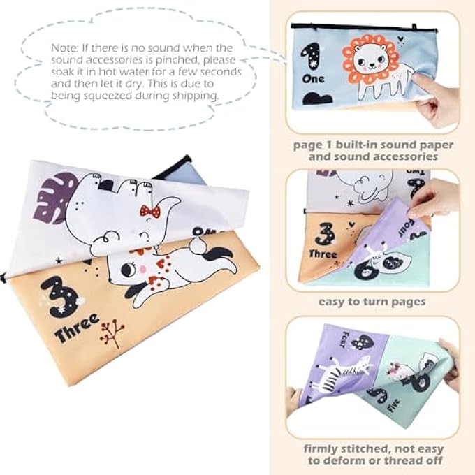 CLOTH BOOKS TUMMY TIME TOYS WITH MIRROR, BLACK AND WHITE HIGH CONTRAST EARLY EDUCATIONAL TOY SET FOR NEWBORNS AND INFANTS, 3-IN-1 BABY DEVELOPMENTAL TOY, PORTABLE AND FOLDABLE BABY GIFT - Image 3