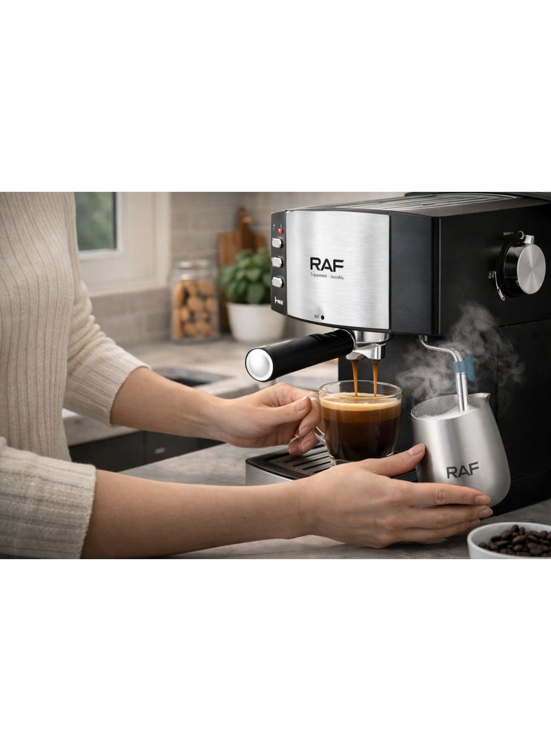 RAF Coffee Maker – 1.6L Espresso Machine with Milk Frother | 850W, Twin Brewing Cycle, Anti-Drip & Reboil Function | Cappuccino, Latte, Macchiato & Espresso Maker - Image 5