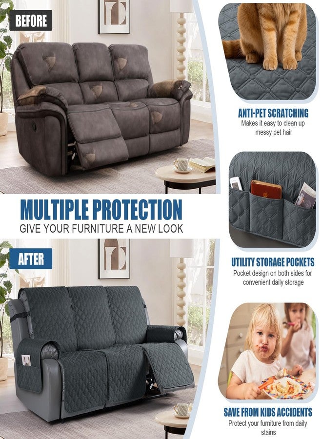 TAOCOCO 100% Waterproof Recliner Covers, Recliner Sofa Covers with Leg Straps, Reversible Recliner Couch Cover for Reclining Chair, Washable Couch Protector for Pets Kids(3 Seater, Dark Gray) - Image 5
