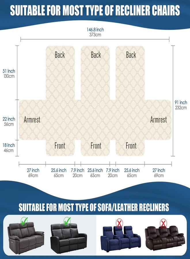 TAOCOCO 100% Waterproof Recliner Covers, Recliner Sofa Covers with Leg Straps, Reversible Recliner Couch Cover for Reclining Chair, Washable Couch Protector for Pets Kids(3 Seater, Dark Gray) - Image 2