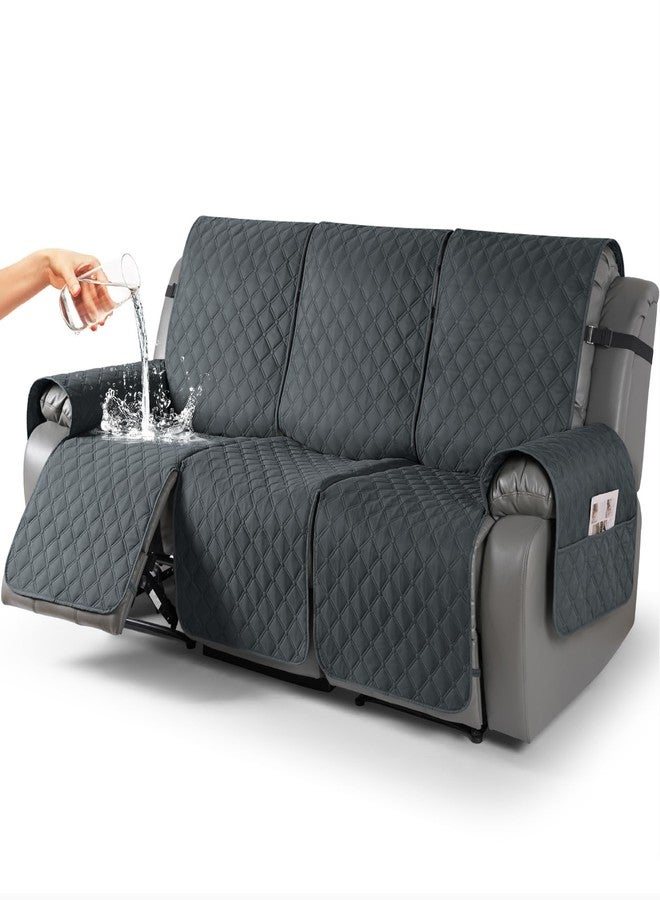 TAOCOCO 100% Waterproof Recliner Covers, Recliner Sofa Covers with Leg Straps, Reversible Recliner Couch Cover for Reclining Chair, Washable Couch Protector for Pets Kids(3 Seater, Dark Gray) - Image 1
