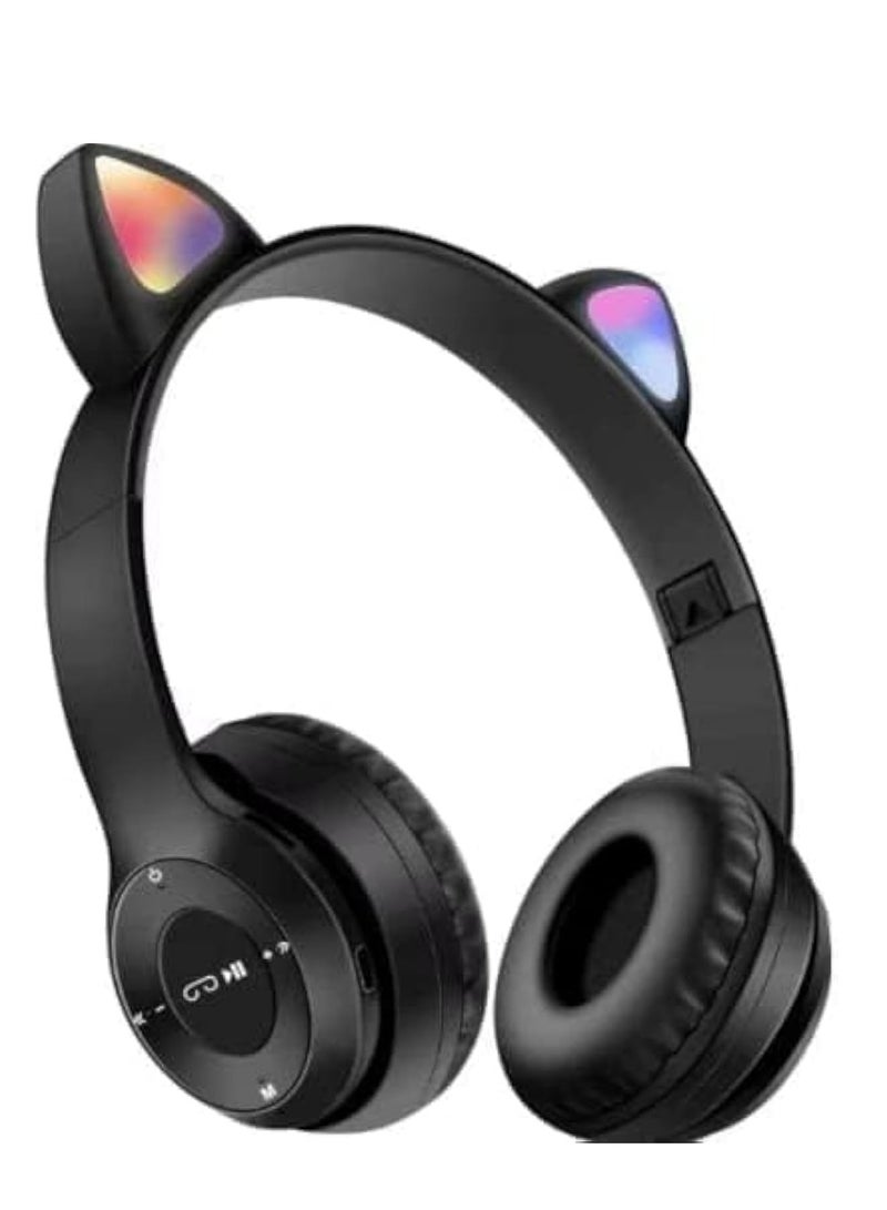 P47M Kids Wireless Headphones with LED Light, Microphone, TF Card Stereo Over Ear Wired Foldable Headphones for Girls and Boys - Image 1