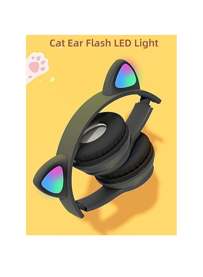 P47M Kids Wireless Headphones with LED Light, Microphone, TF Card Stereo Over Ear Wired Foldable Headphones for Girls and Boys - Image 2