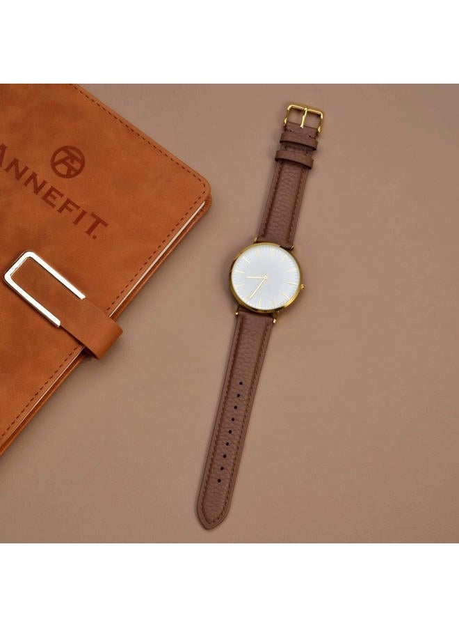 ANNEFIT Watch Band 16mm, Quick Release Textured Padded Leather Straps with Gold Buckle for Men and Women (Brown)  - Image 2