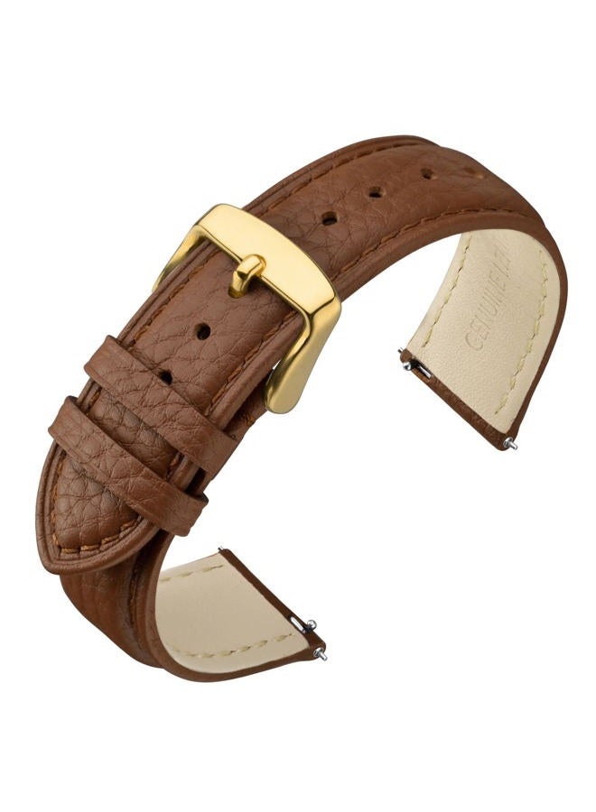 ANNEFIT Watch Band 16mm, Quick Release Textured Padded Leather Straps with Gold Buckle for Men and Women (Brown)  - Image 1