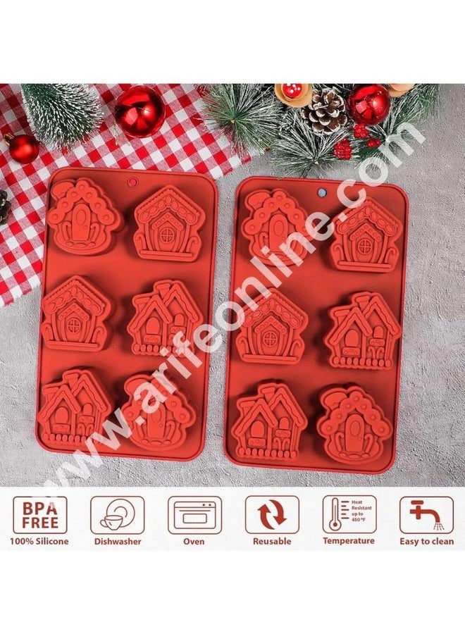CAKE DECOR™ 6 Cavity 3D Gingerbread House Silicone Mold - Christmas Village Theme, Non-Stick, Food Grade, Oven Safe, Ideal for Cakes, Chocolates, Desserts, DIY Crafts - Image 4