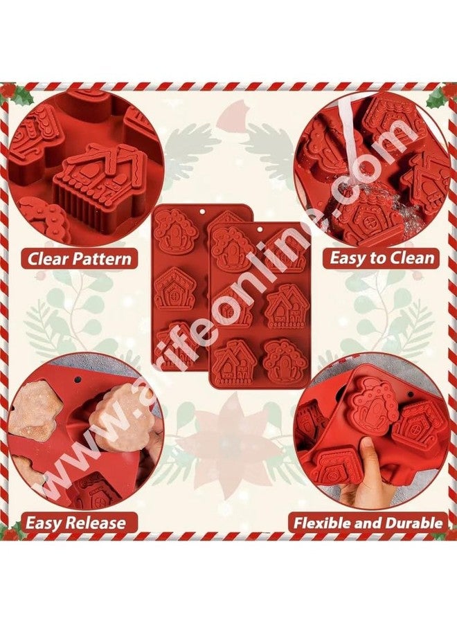 CAKE DECOR™ 6 Cavity 3D Gingerbread House Silicone Mold - Christmas Village Theme, Non-Stick, Food Grade, Oven Safe, Ideal for Cakes, Chocolates, Desserts, DIY Crafts - Image 3