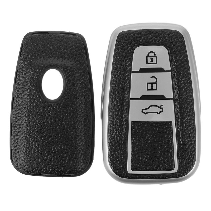 Leather Key Case 3 Button Sleeve Full Coverage Protective Holder for Car Keys - Image 2