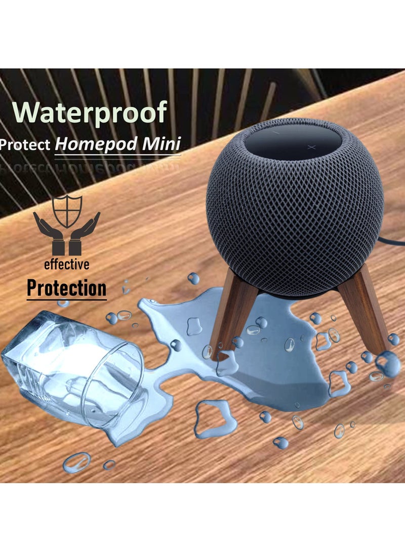 SYOSI Real Wood Stand for HomePod Mini-Mid-Century Modern Style Wooden Dock, Wooden Holder Tripod with Metal Frame,Safe Stable Mount with Anti-Slip Silicone pad Protects Home pod Mini Speaker Well  - Image 4