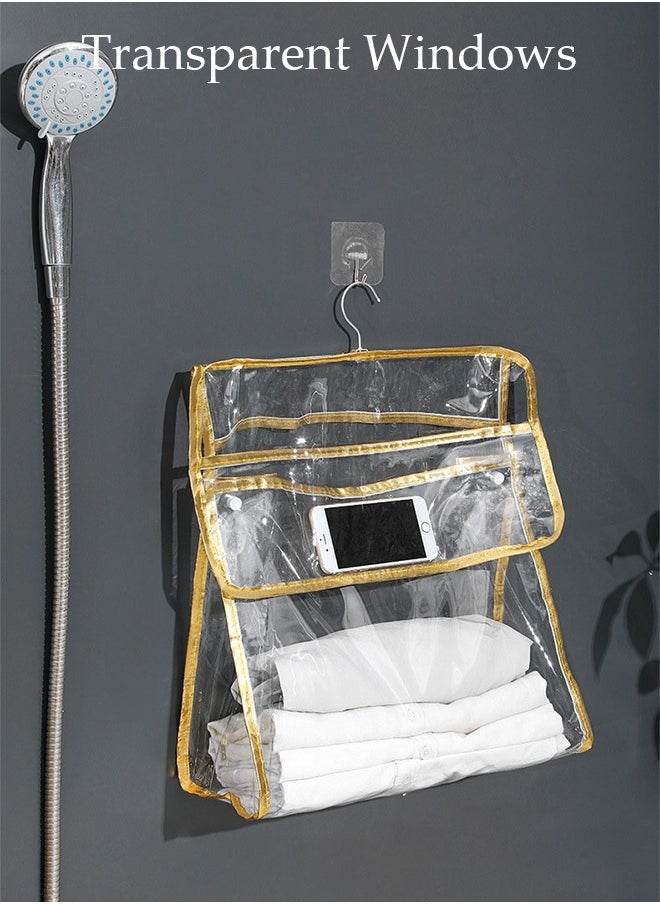 DUNISO 2pcs Clear Storage Bag for Bathroom, Waterproof Storage Organizer with Button and Hook, Clear Moisture Proof Dust Cover Bag Purse Organizer for Cloth Bags for Closet Hanging  - Image 4
