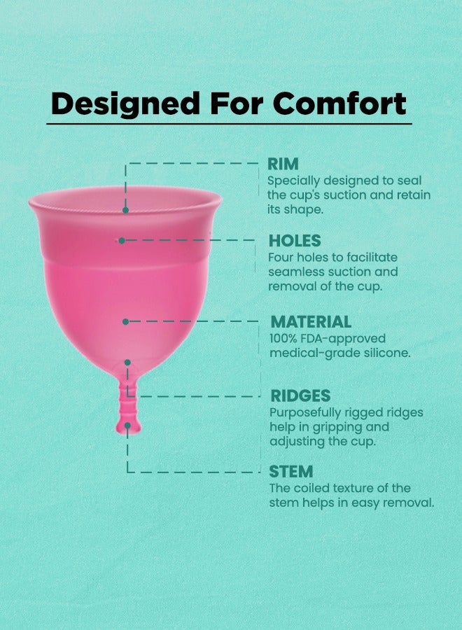 Floren Reusable Menstrual Cup (large) for Women with Pouch | Ultra Soft, Odour and Rash Free | 100% Medical Grade Silicone | No Leakage | Protection for Up to 8-10 Hours | FDA Approved - Pack of 1 - Image 5