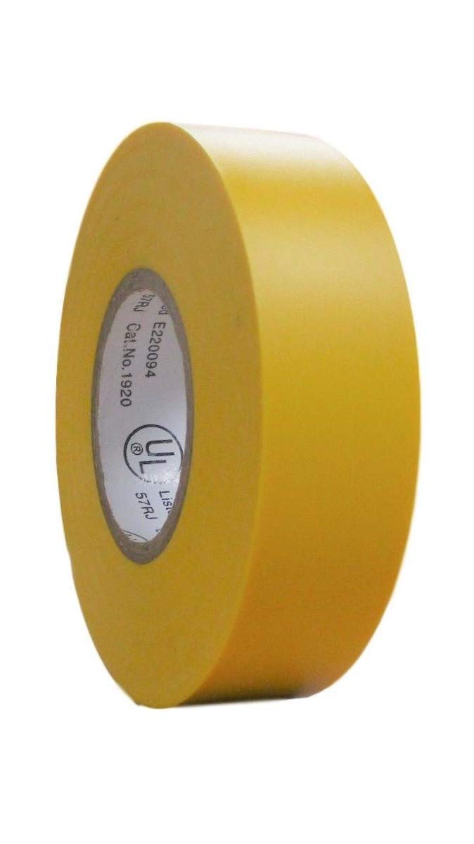 TradeGear Colored Electrical Tape - PVC General Purpose - Waterproof, Flame Retardant, Rubber Based Adhesive, UL Listed - Rated for Max. 600V and 80oC Use – 60’ x 3/4" x 0.07" (1 Pk Yellow) - Image 2
