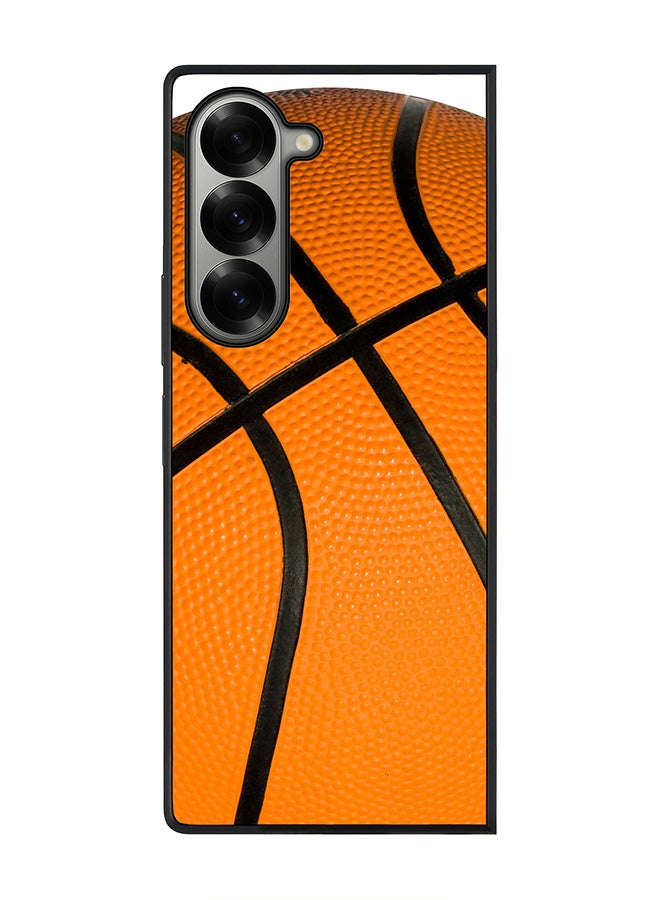 Stylizedd Rugged Black edge case for Samsung Galaxy Z Fold6, Slim fit Soft Case Flexible Rubber Edges Anti Drop TPU Gel Thin Cover -  Basketball - Image 1