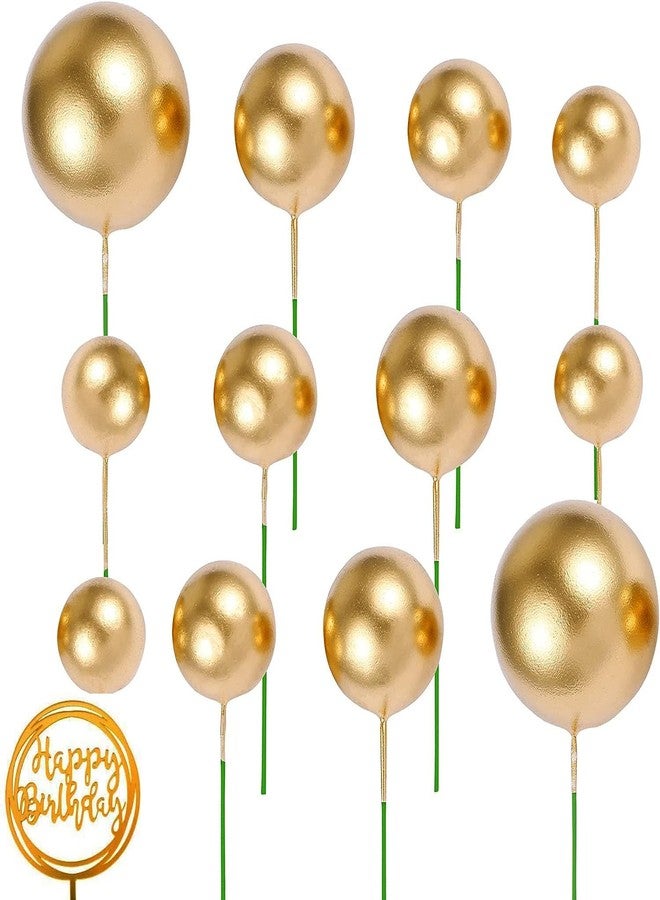 BAKING SET مجموعة تزيين الكيك: ٢٠ قطعة من كرات تزيين الكيك الذهبية، ٤ أحجام متنوعة، زينة كيك على شكل كرة، زينة كيك عيد ميلاد سعيد ١ - Image 2