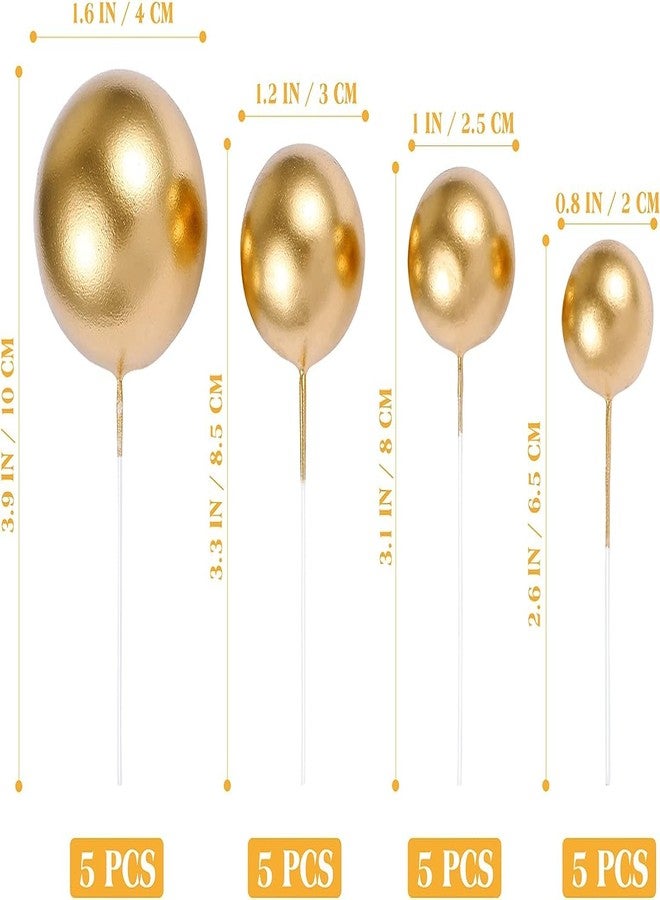 BAKING SET مجموعة تزيين الكيك: ٢٠ قطعة من كرات تزيين الكيك الذهبية، ٤ أحجام متنوعة، زينة كيك على شكل كرة، زينة كيك عيد ميلاد سعيد ١ - Image 3