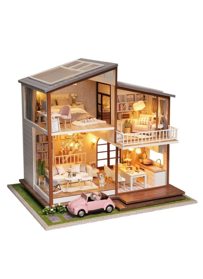 General Diy cottage slow time hand-assembled wooden large villa Japanese-style loft cottage creative gift  - Image 1