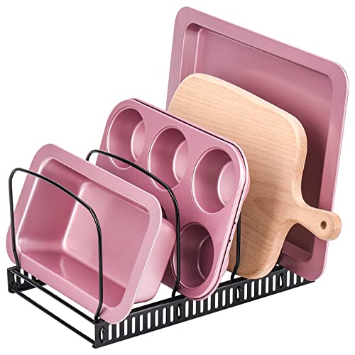 Toplife 10+ Bakeware Organizer Rack for Kitchen Bakeware, Cookware, Dinnerware, Cutting Boards, Plates, Pot and Pan Lids (Black) - Image 1