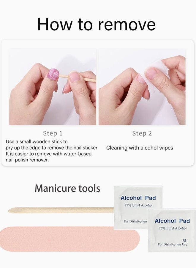 Wahrshei Gel Nail Strips No UV, Classic French, UV Free, Long Lasting Gel Stickers - Contains 22 Wraps, 1 Prep Pad, 1 File - Image 5