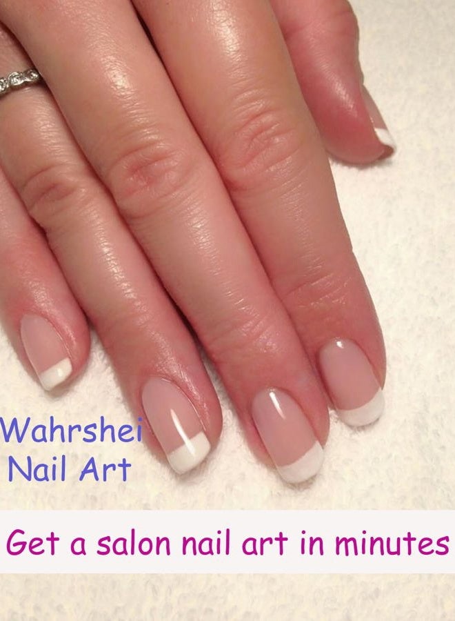 Wahrshei Gel Nail Strips No UV, Classic French, UV Free, Long Lasting Gel Stickers - Contains 22 Wraps, 1 Prep Pad, 1 File - Image 3