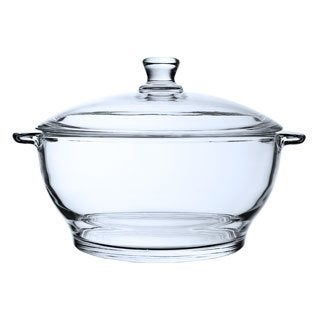 Halo Nation Toughened Glass Round Casserole Containers Borosilicate Bowl with Lid, 1500 ML - Image 1
