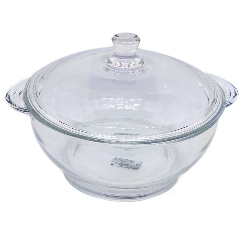 Halo Nation Toughened Glass Round Casserole Containers Borosilicate Bowl with Lid, 1500 ML - Image 2