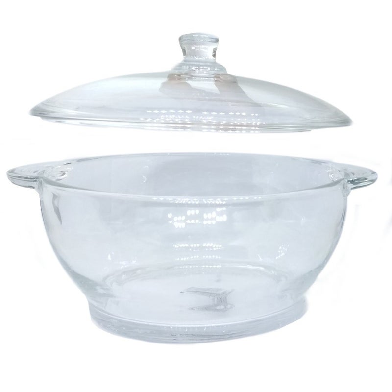 Halo Nation Toughened Glass Round Casserole Containers Borosilicate Bowl with Lid, 1500 ML - Image 3