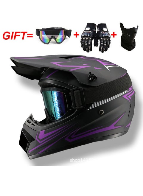 Motocross Helmet Fashion Youth Helmet Unisex With Goggles, Gloves And Mask, Dirt Bike ATV Helmet Unisex With Adjustable Visor Motocross Helmet UTV Downhill Helmet