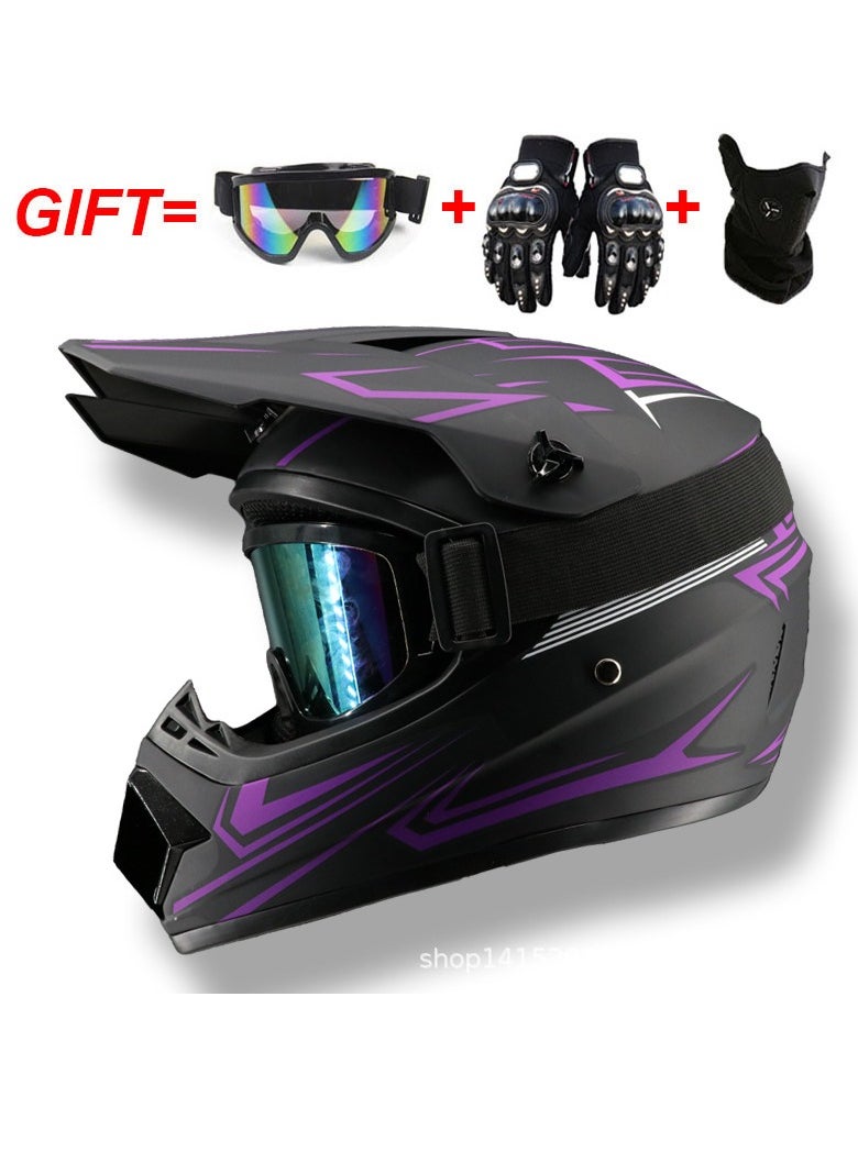 Generic - Motocross Helmet Fashion Youth Helmet Unisex With Goggles, Gloves And Mask, Dirt Bike ATV Helmet Unisex With Adjustable Visor Motocross Helmet UTV Downhill Helmet - Image 1