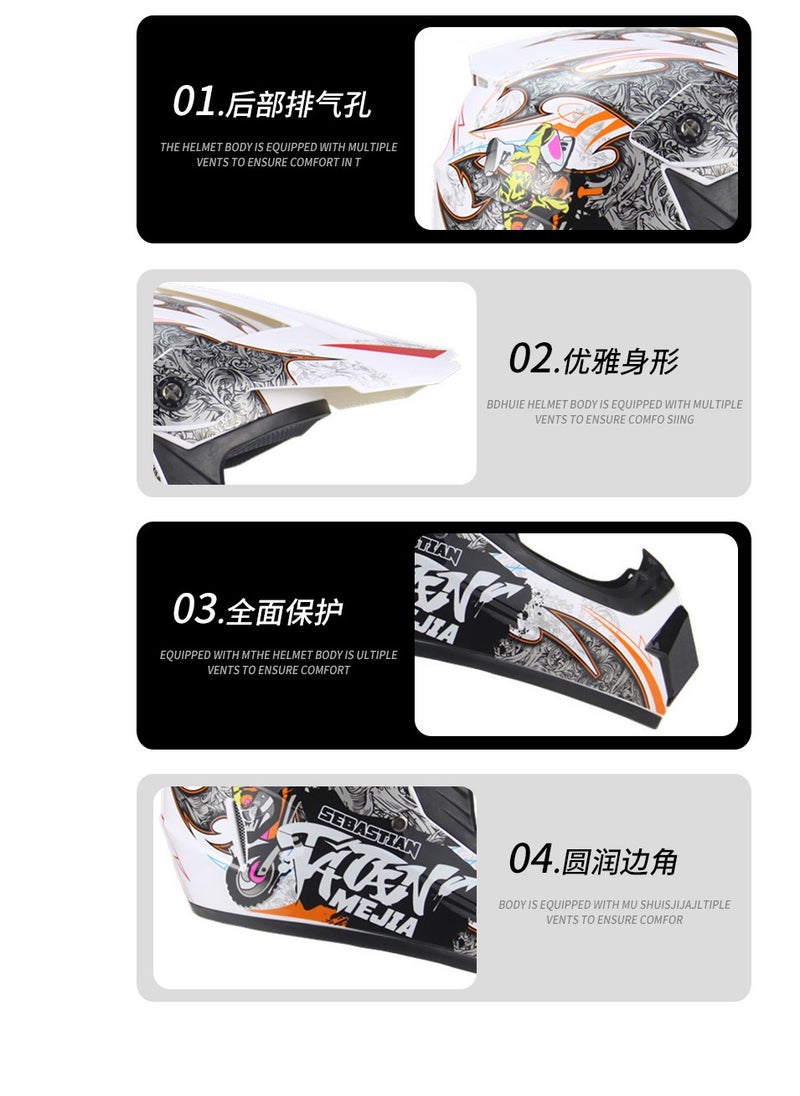 Generic - Motocross Helmet Fashion Youth Helmet Unisex With Goggles, Gloves And Mask, Dirt Bike ATV Helmet Unisex With Adjustable Visor Motocross Helmet UTV Downhill Helmet - Image 1
