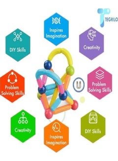 TEGRILO 84 PCS Magnetic Building Blocks Toy. Stacking Stick Rods and Ball Educational Construction Puzzle for Kids  - Image 4