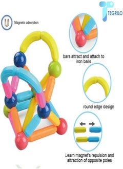 TEGRILO 84 PCS Magnetic Building Blocks Toy. Stacking Stick Rods and Ball Educational Construction Puzzle for Kids  - Image 5