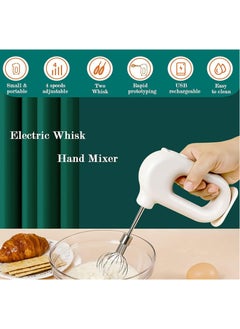 Hihonor Household Cordless Electric Hand Mixer,USB Rechargable Handheld Egg Beater with 2 Detachable Stir Whisks 4 Speed Modes,Baking At Home For Kitchen,Lightweight Portable(Green)  - Image 3