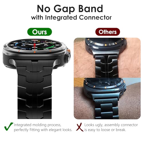 WINGLE Metal Band for Galaxy Watch Ultra Bands 47mm 2025/2024 Men Rugged Durable Armor Stainless Steel Samsung Galaxy Watch Ultra Band Classy Casual Business Bands Butterfly Folding Clasp, Black - Image 2