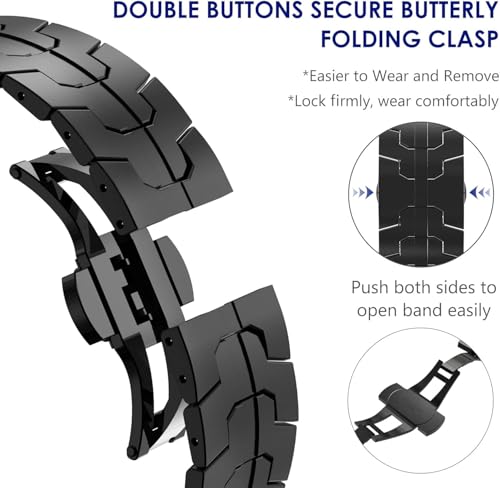 WINGLE Metal Band for Galaxy Watch Ultra Bands 47mm 2025/2024 Men Rugged Durable Armor Stainless Steel Samsung Galaxy Watch Ultra Band Classy Casual Business Bands Butterfly Folding Clasp, Black - Image 4