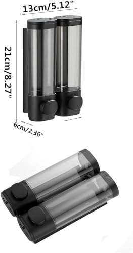 NAN Wind 2-Chamber Soap Dispensers Wall Mount,400ml Bathroom Shower Dispenser,Press Manually Lotion Shower Soap Dispenser Use for Home,Bath,Kitchen,Hotels,Apartment,Restaurants(Black) - Image 2