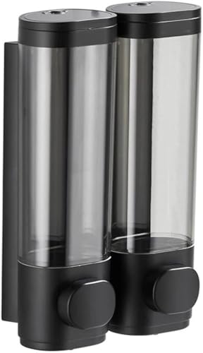 NAN Wind 2-Chamber Soap Dispensers Wall Mount,400ml Bathroom Shower Dispenser,Press Manually Lotion Shower Soap Dispenser Use for Home,Bath,Kitchen,Hotels,Apartment,Restaurants(Black) - Image 1