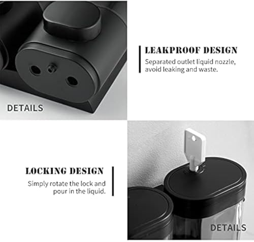 NAN Wind 2-Chamber Soap Dispensers Wall Mount,400ml Bathroom Shower Dispenser,Press Manually Lotion Shower Soap Dispenser Use for Home,Bath,Kitchen,Hotels,Apartment,Restaurants(Black) - Image 3