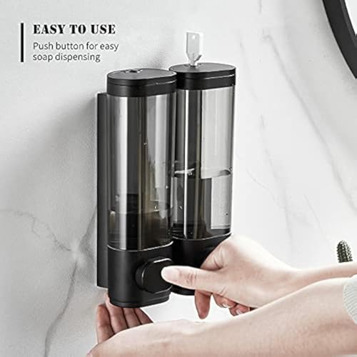NAN Wind 2-Chamber Soap Dispensers Wall Mount,400ml Bathroom Shower Dispenser,Press Manually Lotion Shower Soap Dispenser Use for Home,Bath,Kitchen,Hotels,Apartment,Restaurants(Black) - Image 5